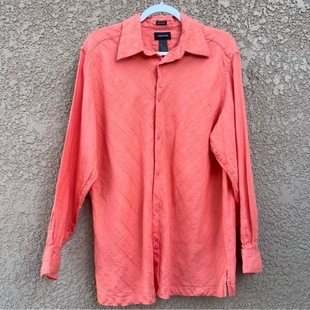 Womens‎ 100% Linen Button Down Shirt by Claiborne Sz Large Lightweight Lagenlook